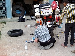 First puncture, plus onlookers.