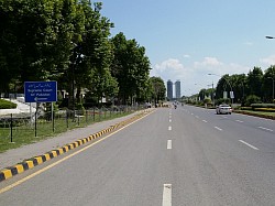 The manicured street gardens Islamabad