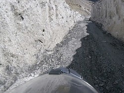 Out of the tunnel through the cleared glacier