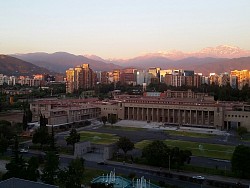 Our nightly view of the Andes at sunset from our apartment in Santiago